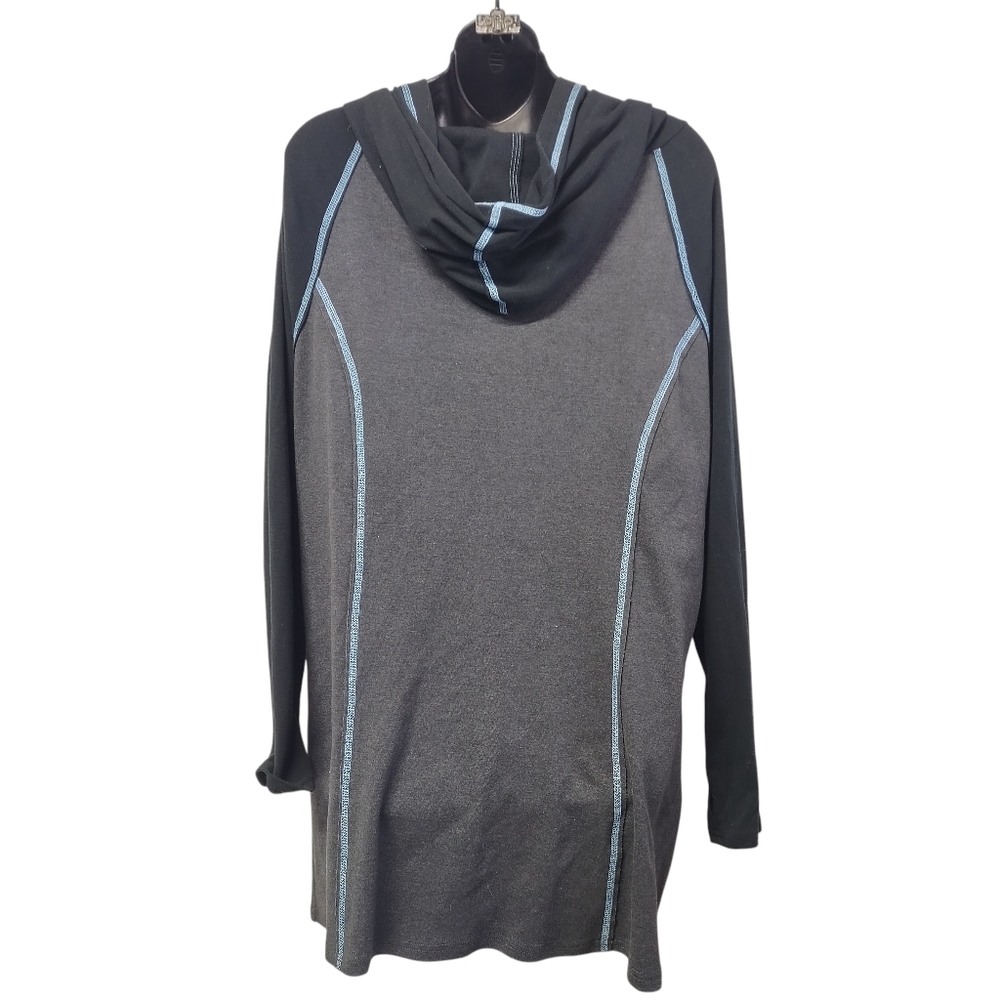 Laura Hlavac Size L Hooded Full zip Sweatshirt Yoga Casual stitching Gray Jacket - Picture 2 of 8